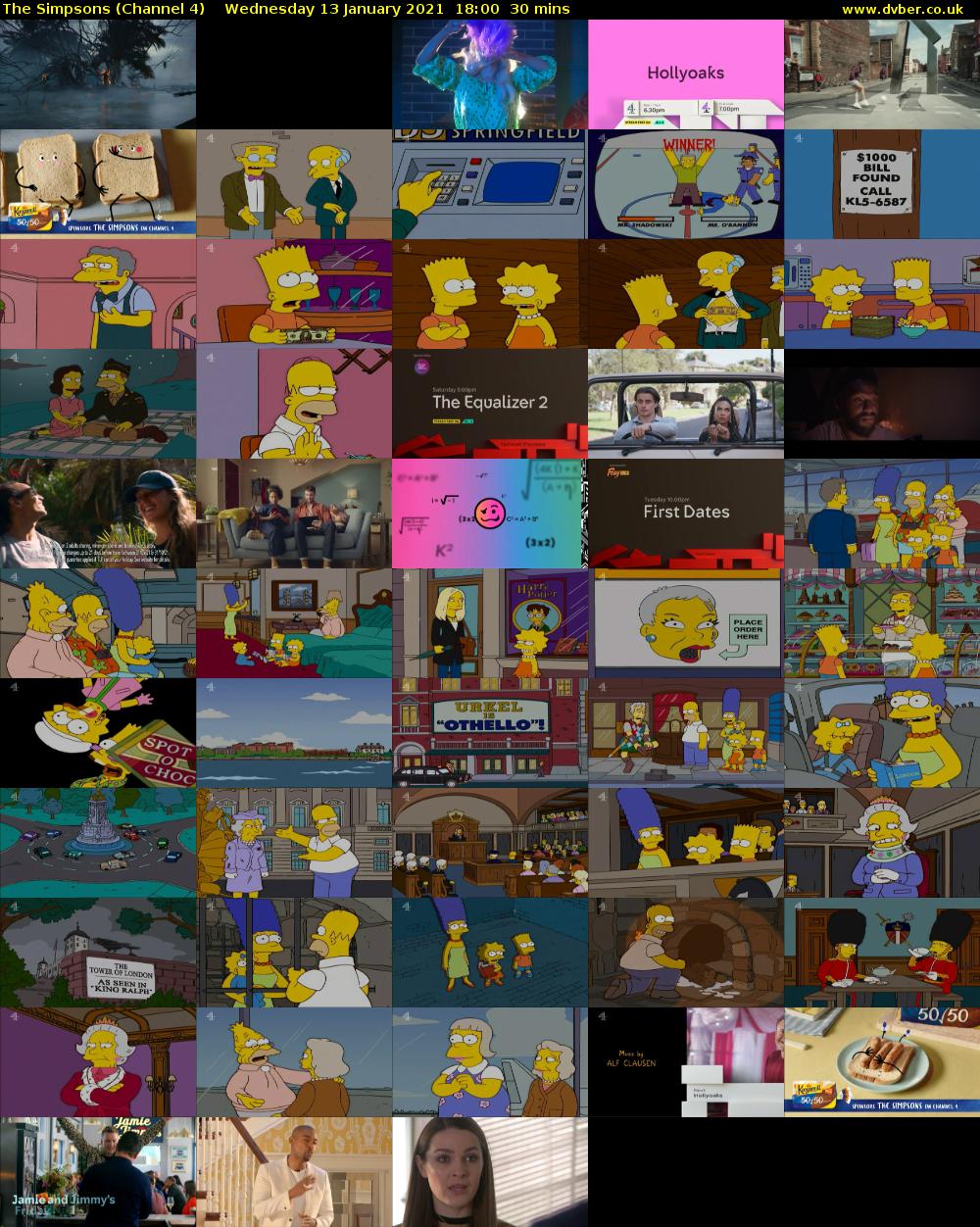 The Simpsons (Channel 4) Wednesday 13 January 2021 18:00 - 18:30