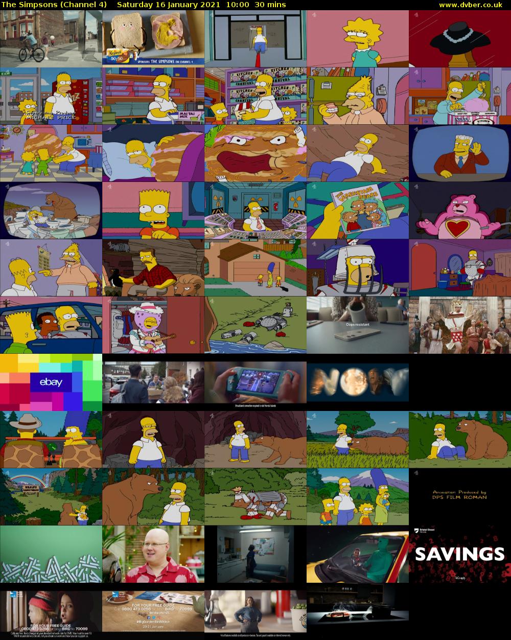 The Simpsons (Channel 4) Saturday 16 January 2021 10:00 - 10:30