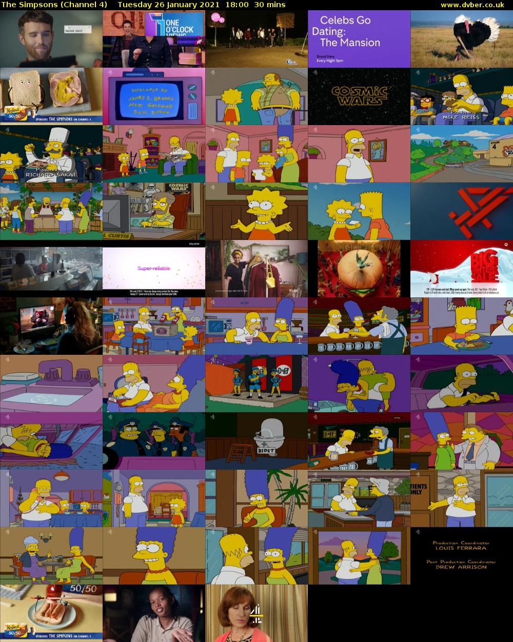 The Simpsons (Channel 4) Tuesday 26 January 2021 18:00 - 18:30