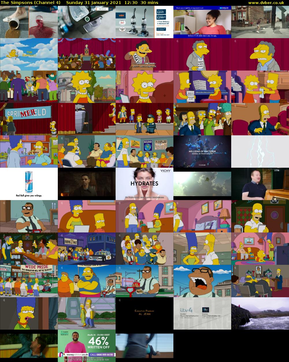 The Simpsons (Channel 4) Sunday 31 January 2021 12:30 - 13:00
