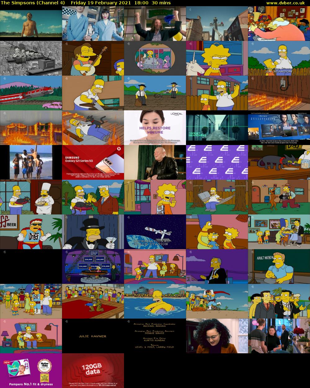 The Simpsons (Channel 4) Friday 19 February 2021 18:00 - 18:30