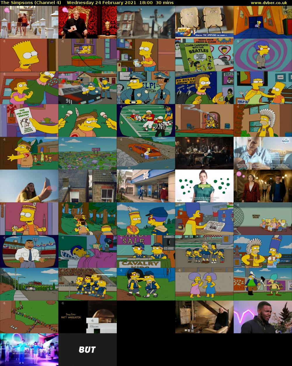 The Simpsons (Channel 4) Wednesday 24 February 2021 18:00 - 18:30