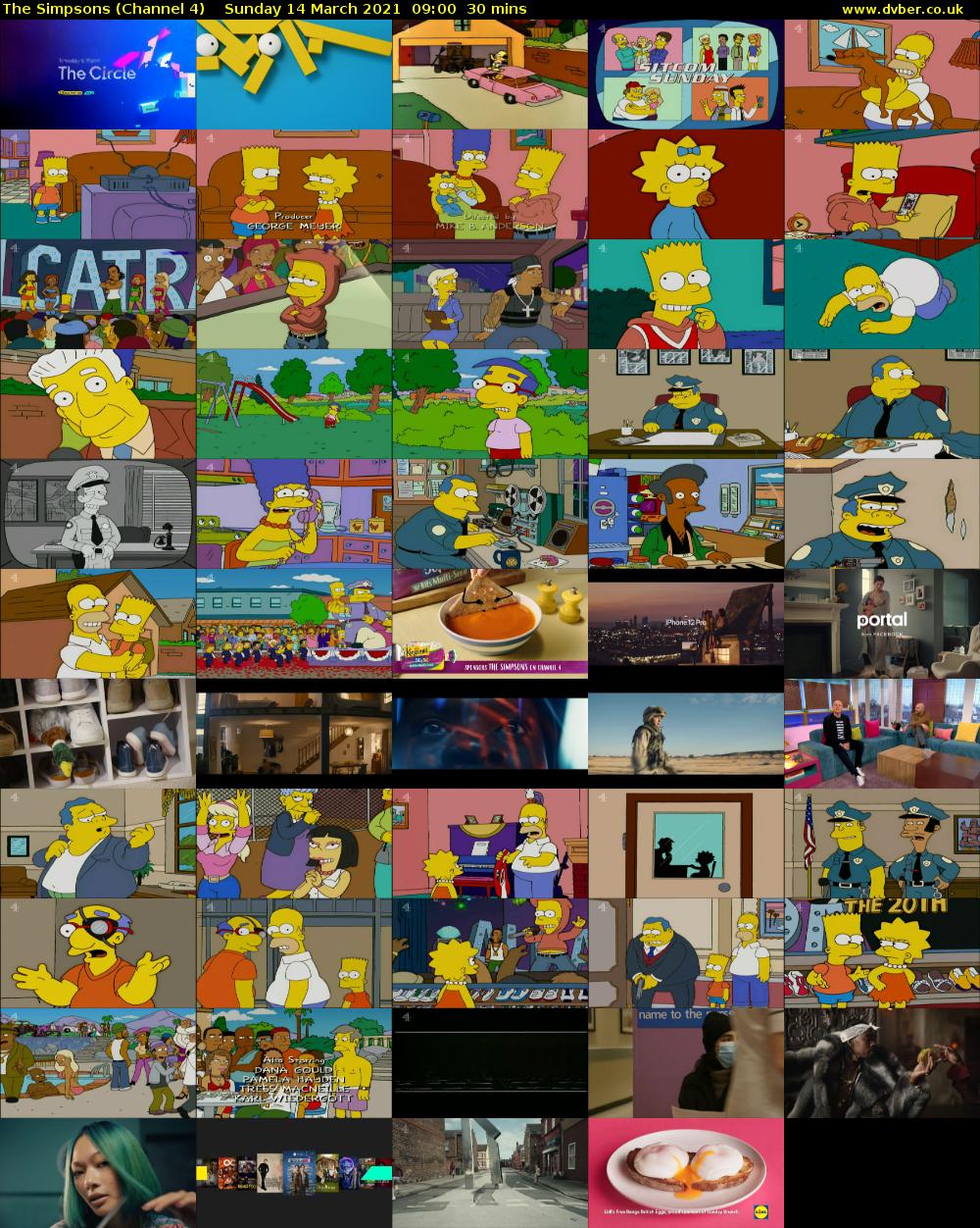 The Simpsons (Channel 4) Sunday 14 March 2021 09:00 - 09:30