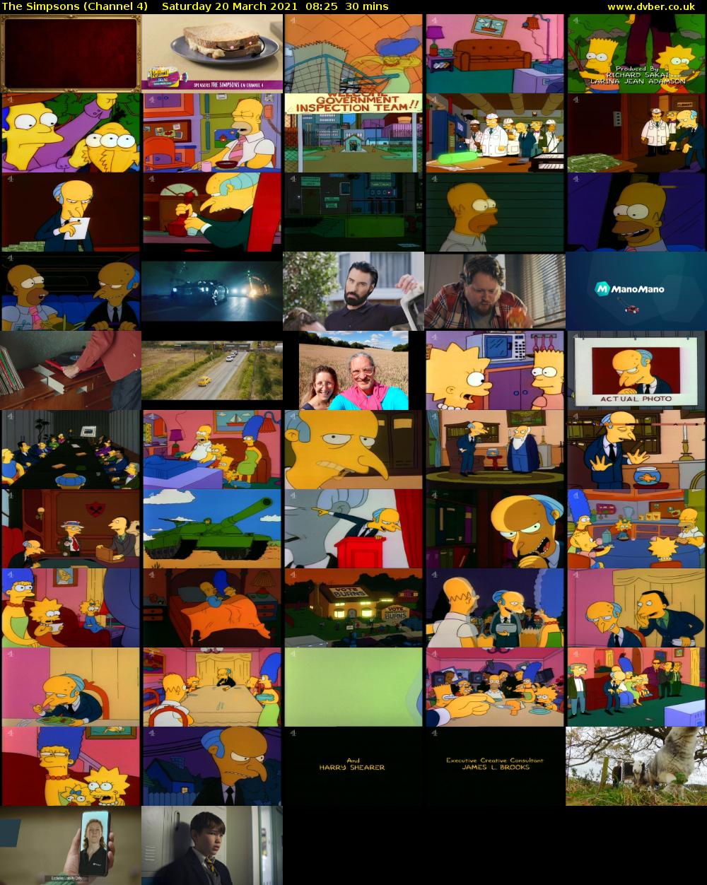 The Simpsons (Channel 4) Saturday 20 March 2021 08:25 - 08:55