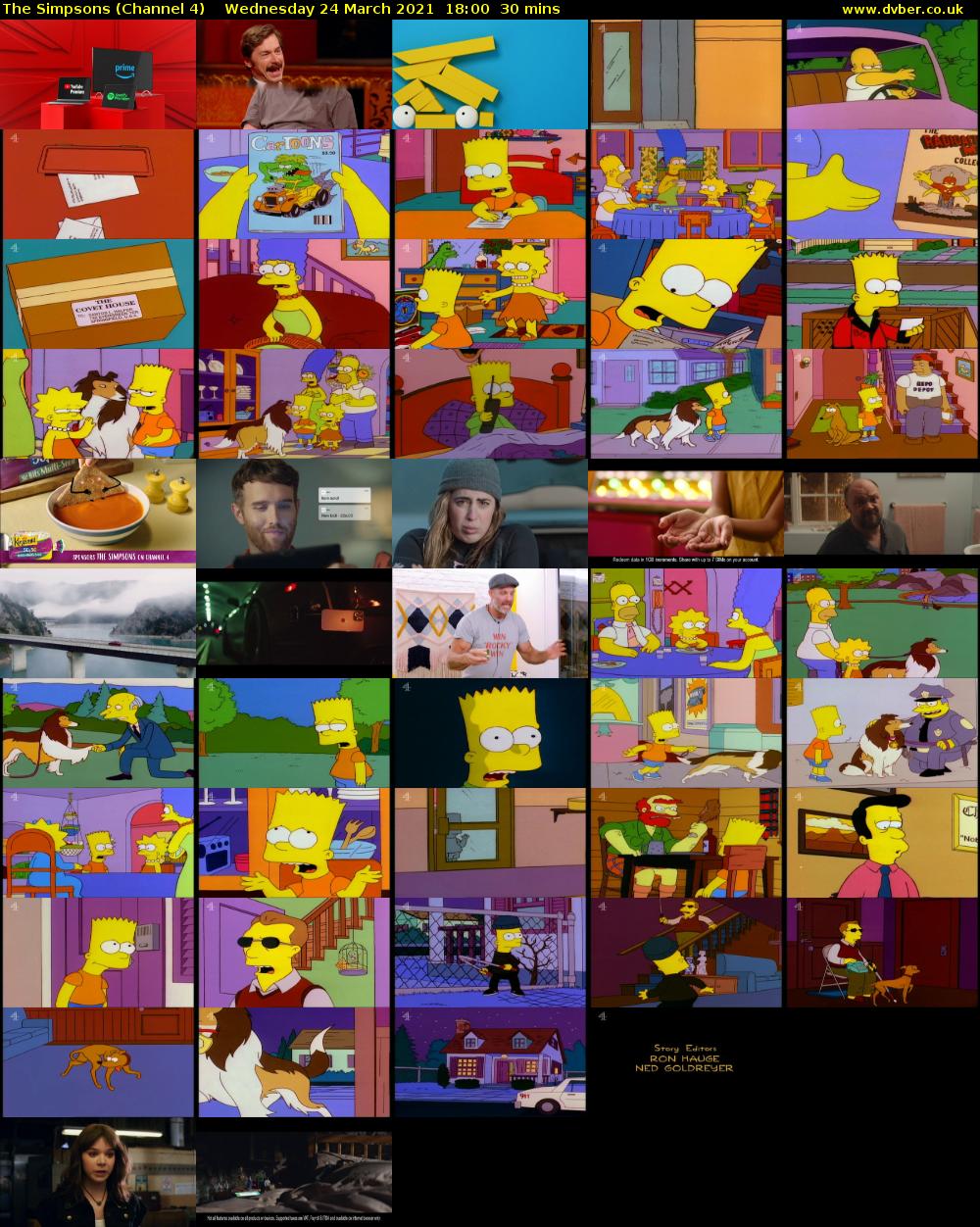 The Simpsons (Channel 4) Wednesday 24 March 2021 18:00 - 18:30