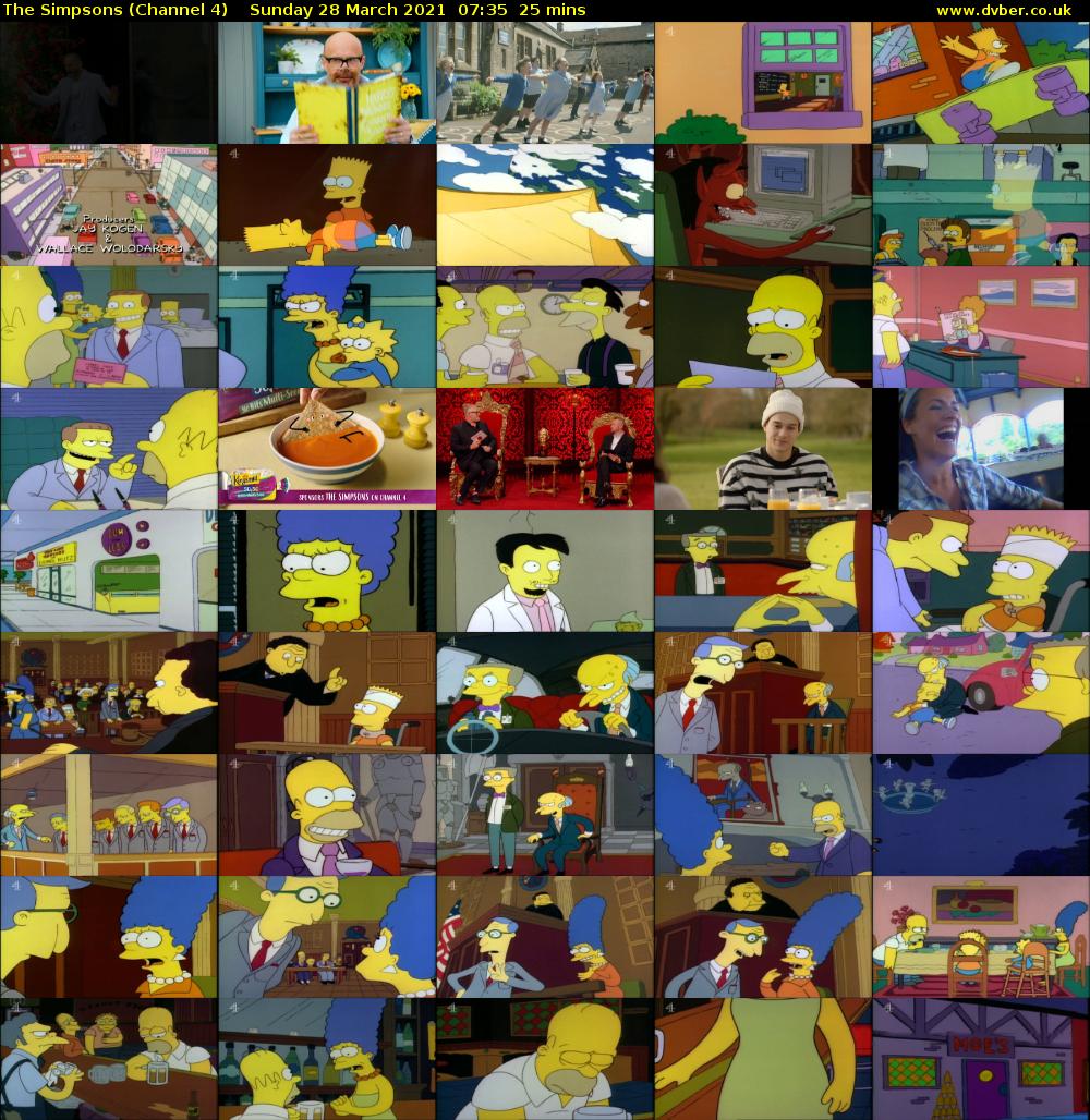 The Simpsons (Channel 4) Sunday 28 March 2021 07:35 - 08:00