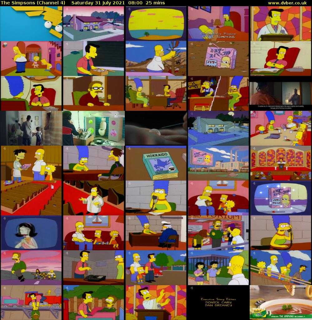 The Simpsons (Channel 4) Saturday 31 July 2021 08:00 - 08:25