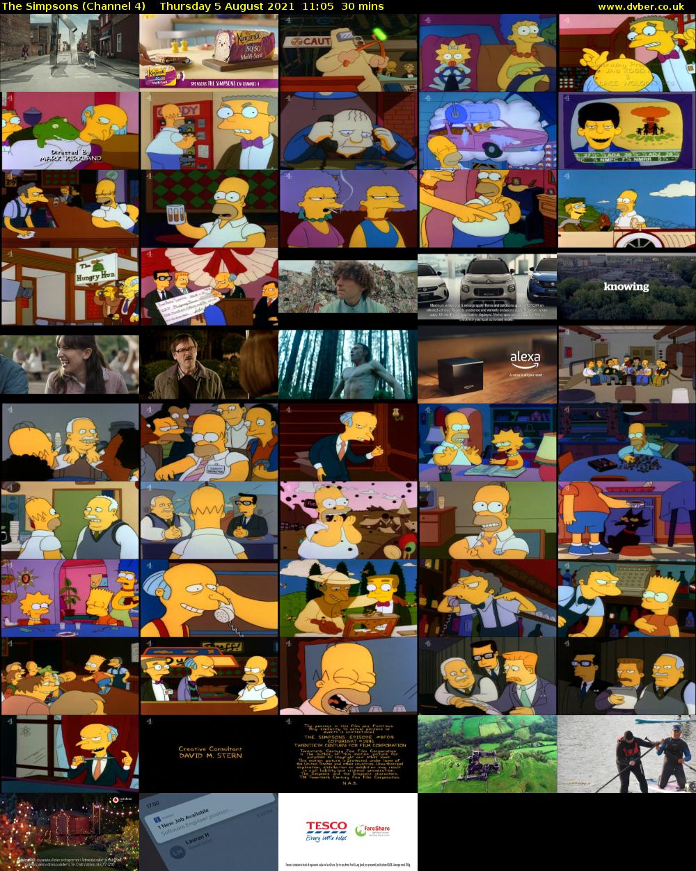 The Simpsons (Channel 4) Thursday 5 August 2021 11:05 - 11:35