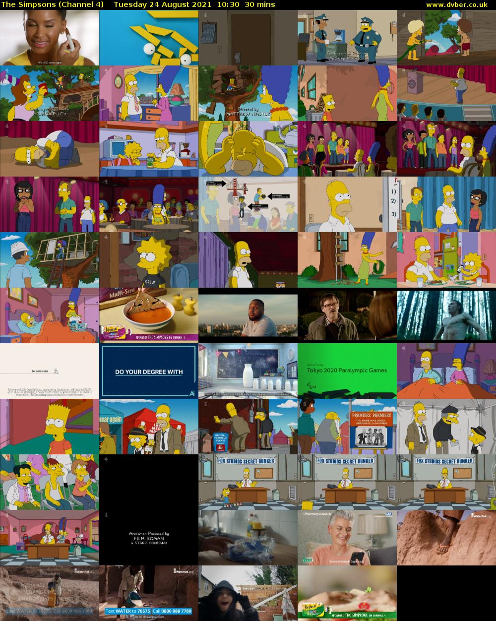 The Simpsons (Channel 4) Tuesday 24 August 2021 10:30 - 11:00