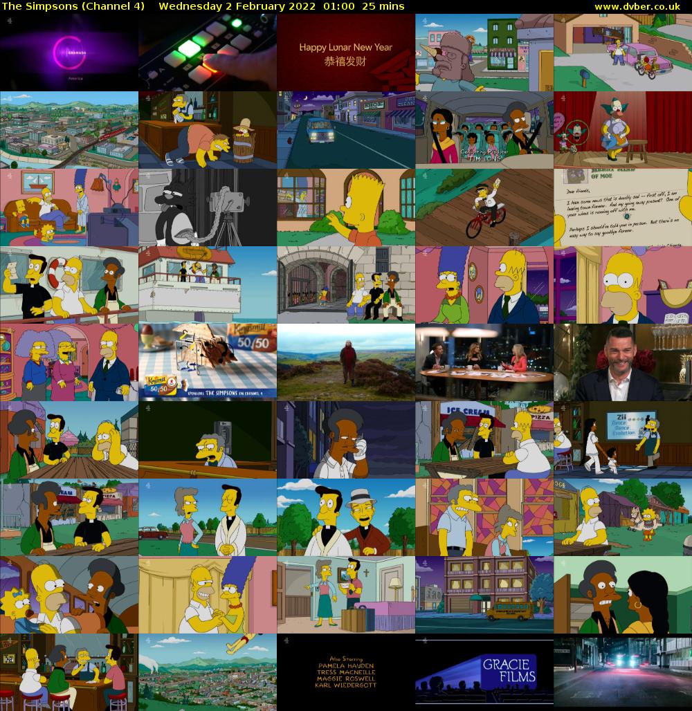 The Simpsons (Channel 4) Wednesday 2 February 2022 01:00 - 01:25