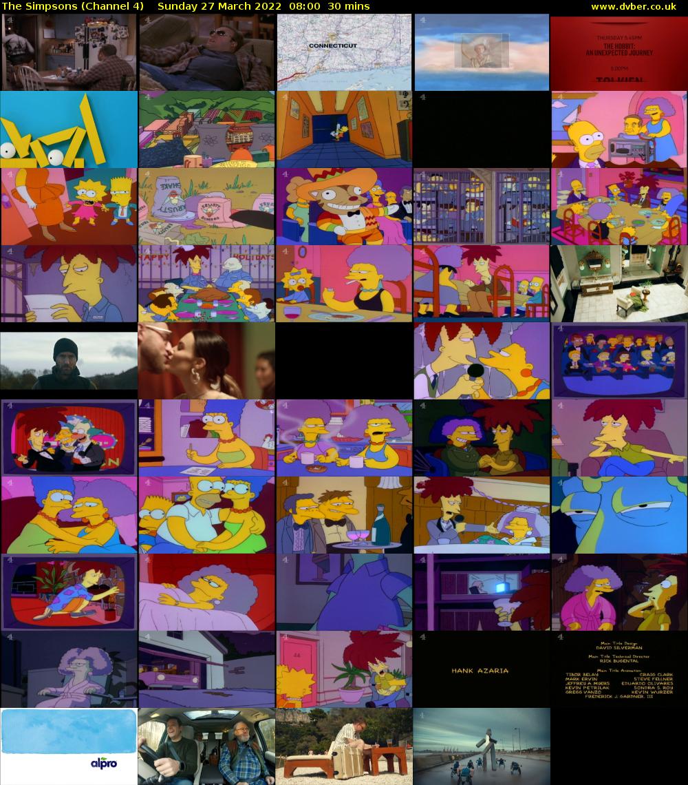 The Simpsons (Channel 4) Sunday 27 March 2022 08:00 - 08:30