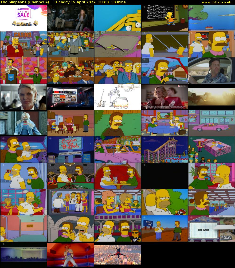 The Simpsons (Channel 4) Tuesday 19 April 2022 18:00 - 18:30