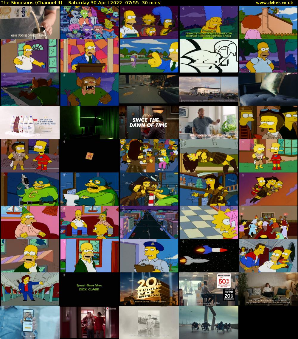 The Simpsons (Channel 4) Saturday 30 April 2022 07:55 - 08:25