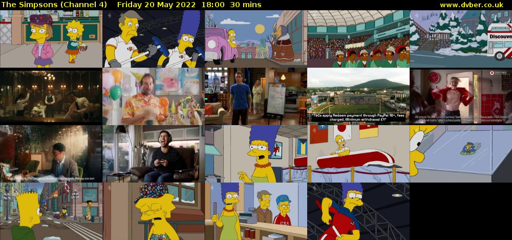 The Simpsons (Channel 4) Friday 20 May 2022 18:00 - 18:30