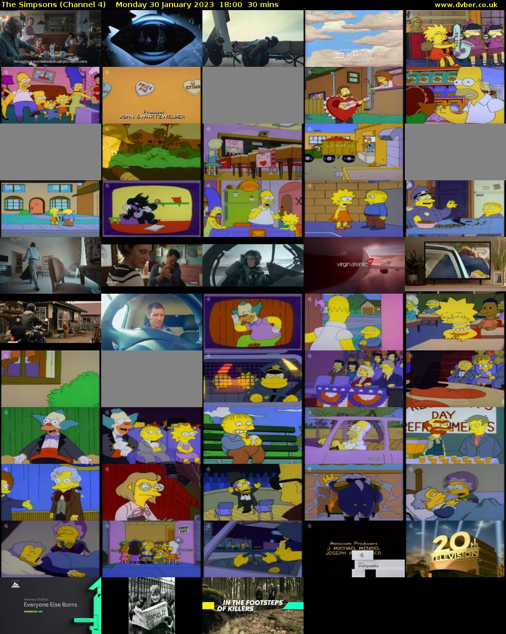 The Simpsons (Channel 4) Monday 30 January 2023 18:00 - 18:30