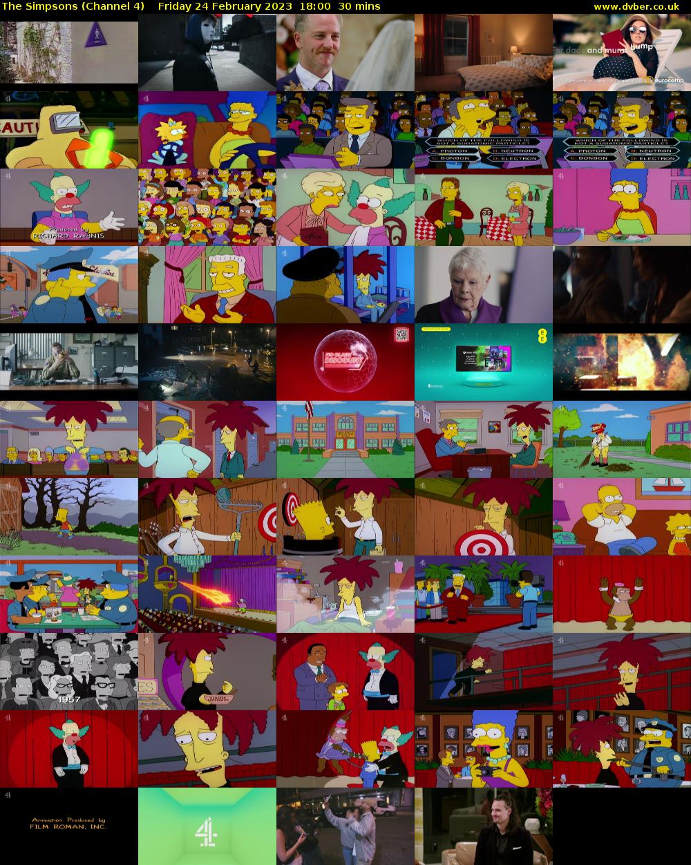 The Simpsons (Channel 4) Friday 24 February 2023 18:00 - 18:30