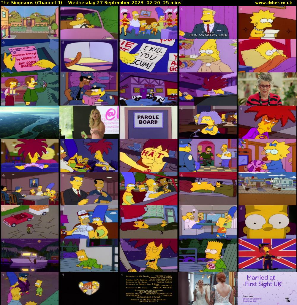 The Simpsons (Channel 4) Wednesday 27 September 2023 02:20 - 02:45