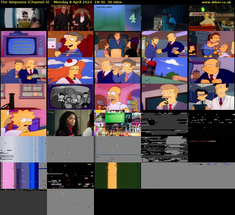 The Simpsons (Channel 4) Monday 8 April 2024 18:30 - 19:00
