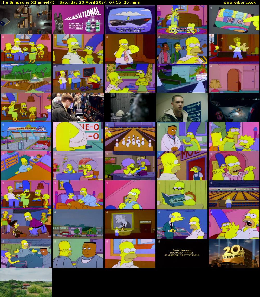 The Simpsons (Channel 4) Saturday 20 April 2024 07:55 - 08:20