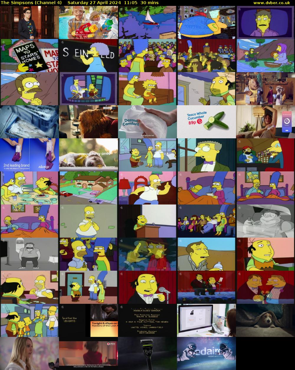 The Simpsons (Channel 4) Saturday 27 April 2024 11:05 - 11:35