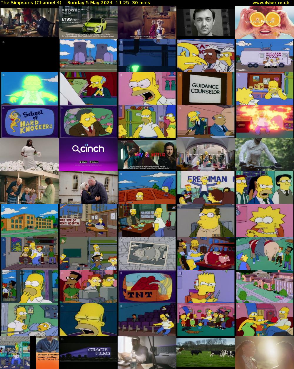 The Simpsons (Channel 4) Sunday 5 May 2024 14:25 - 14:55