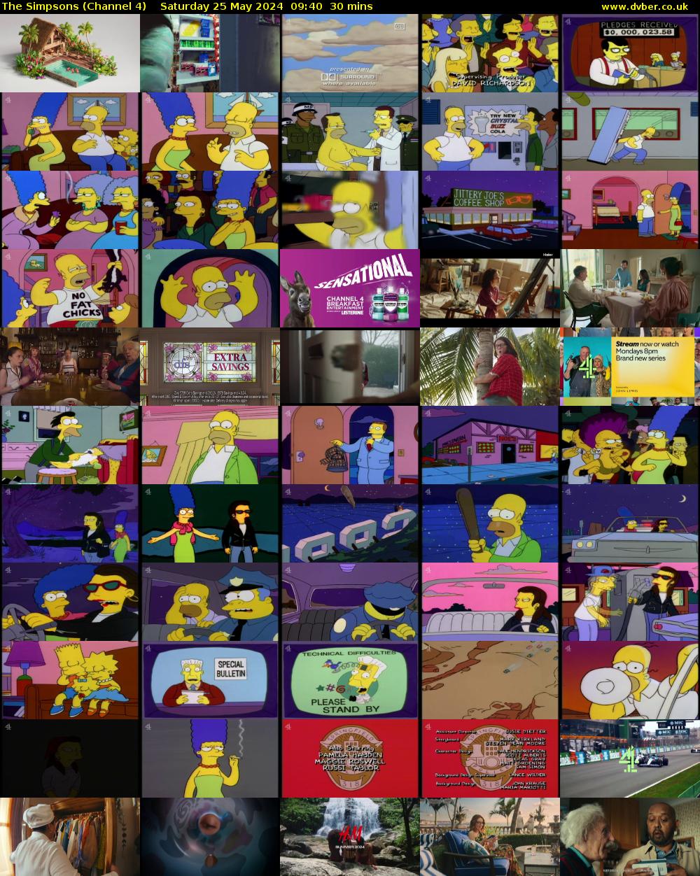 The Simpsons (Channel 4) Saturday 25 May 2024 09:40 - 10:10