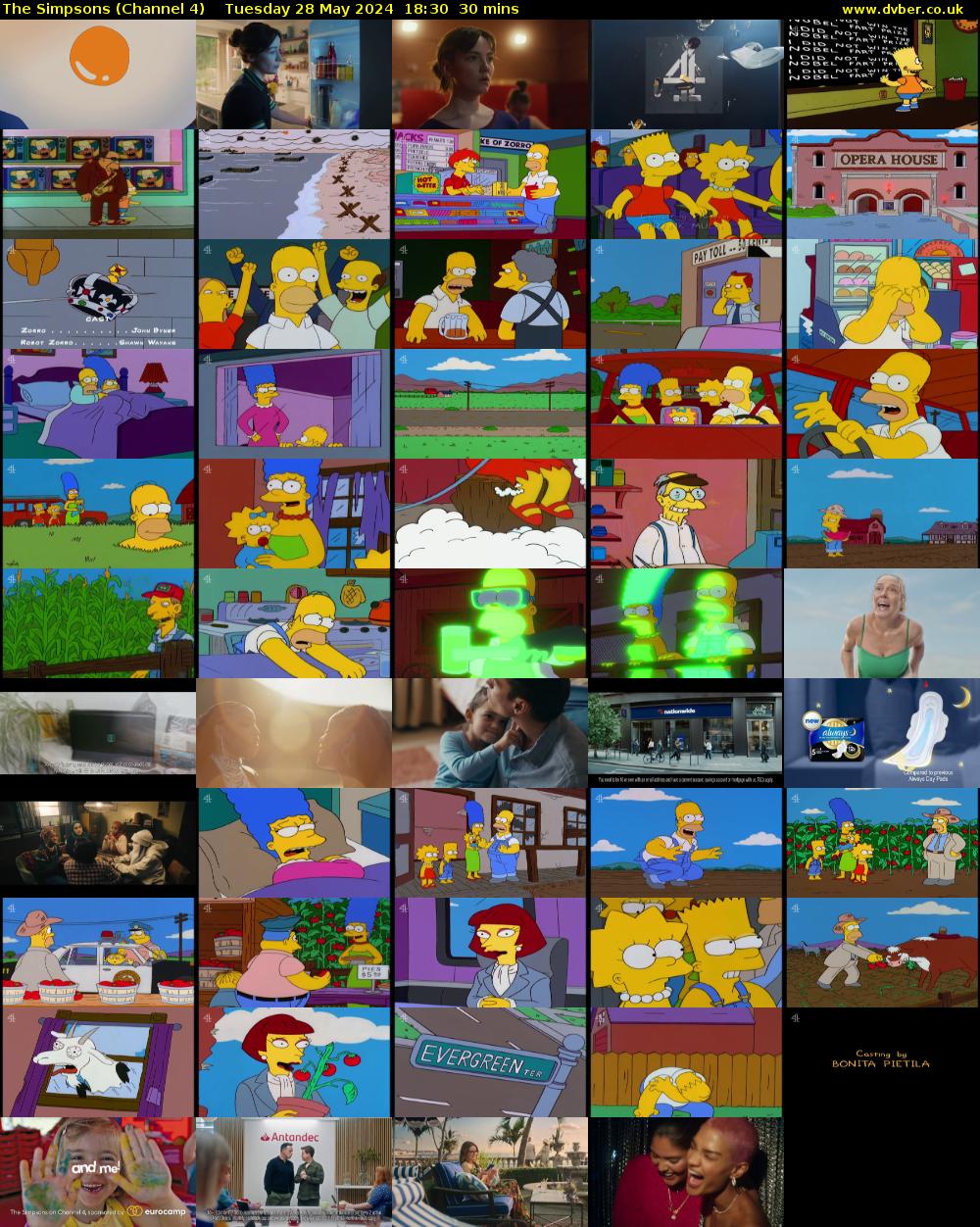 The Simpsons (Channel 4) Tuesday 28 May 2024 18:30 - 19:00