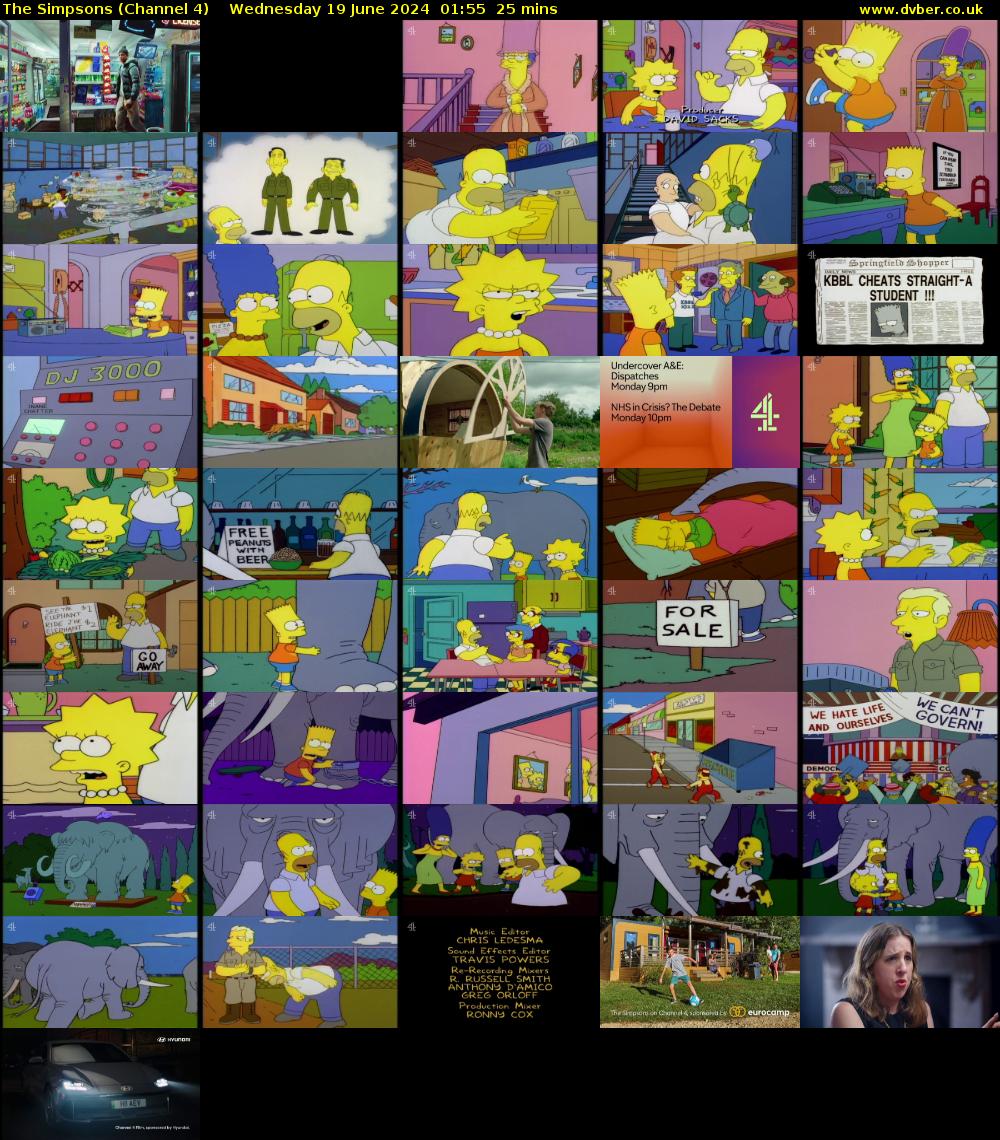 The Simpsons (Channel 4) Wednesday 19 June 2024 01:55 - 02:20