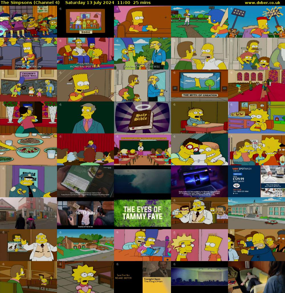 The Simpsons (Channel 4) Saturday 13 July 2024 11:00 - 11:25