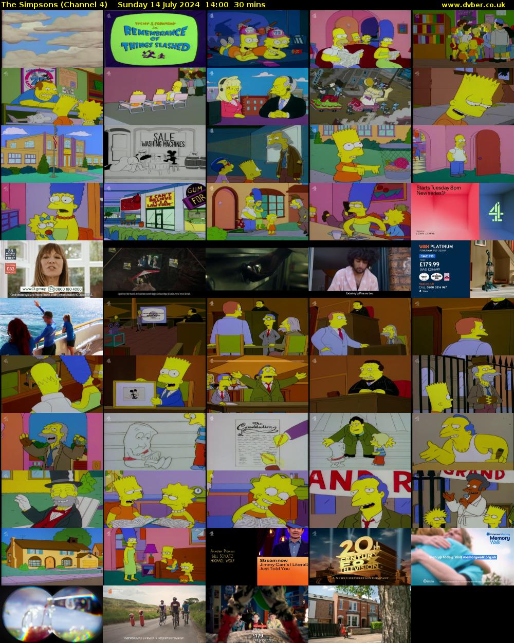 The Simpsons (Channel 4) Sunday 14 July 2024 14:00 - 14:30