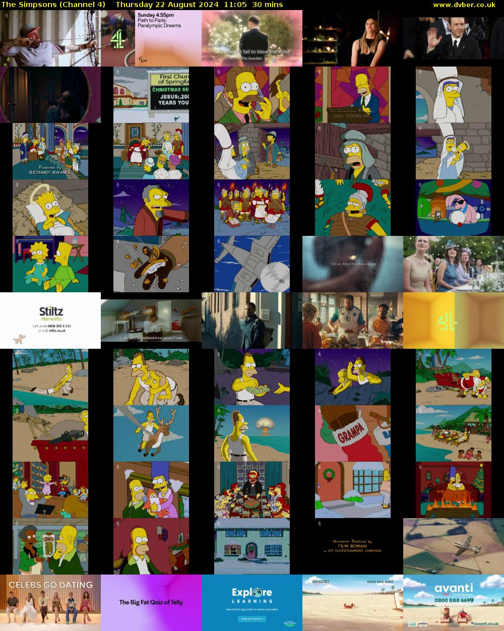 The Simpsons (Channel 4) Thursday 22 August 2024 11:05 - 11:35