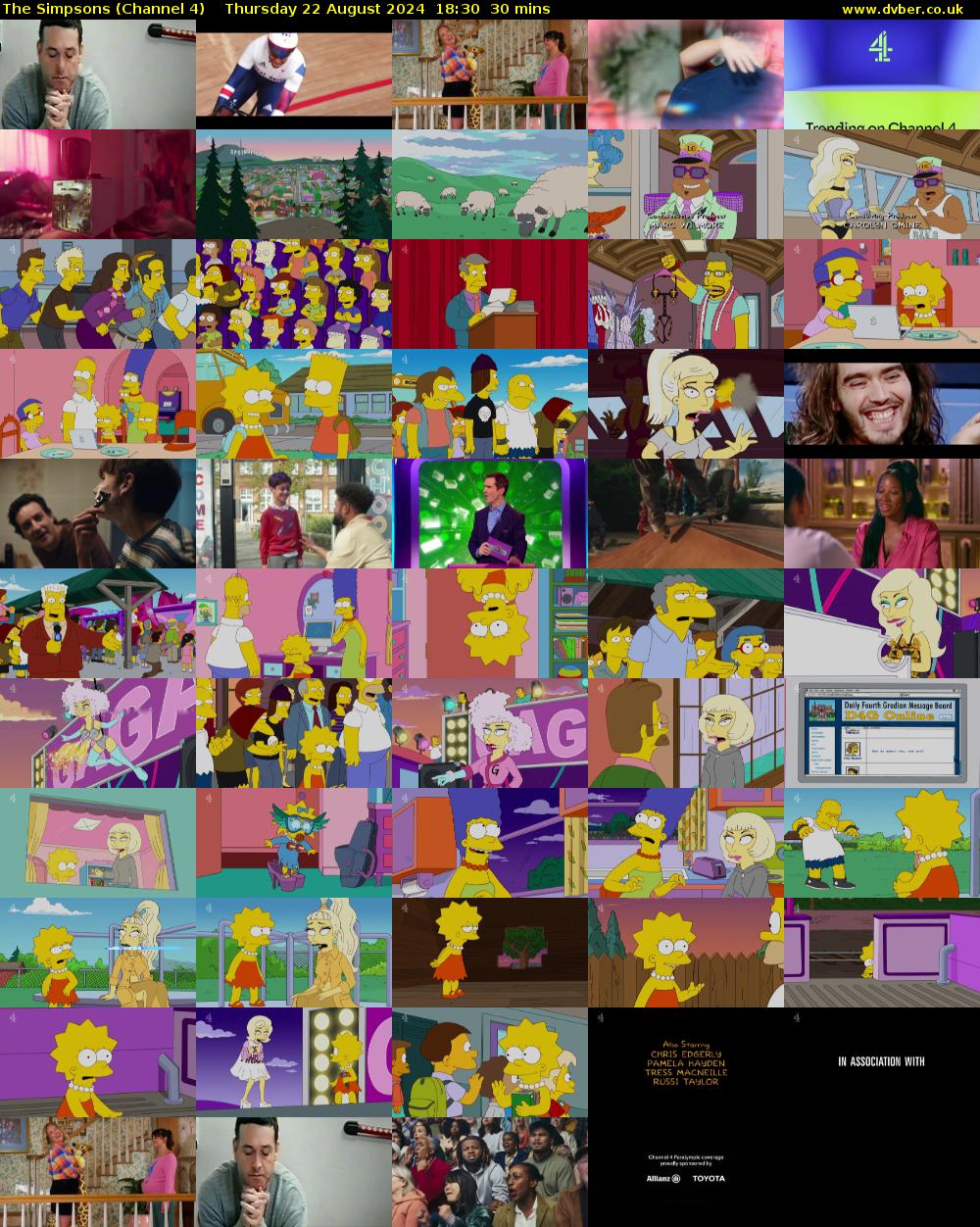 The Simpsons (Channel 4) Thursday 22 August 2024 18:30 - 19:00