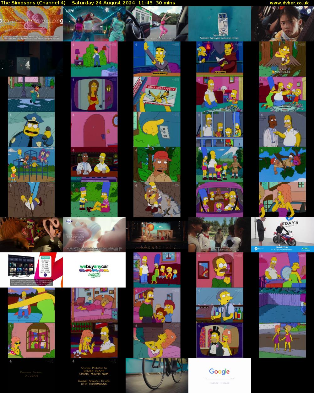 The Simpsons (Channel 4) Saturday 24 August 2024 11:45 - 12:15