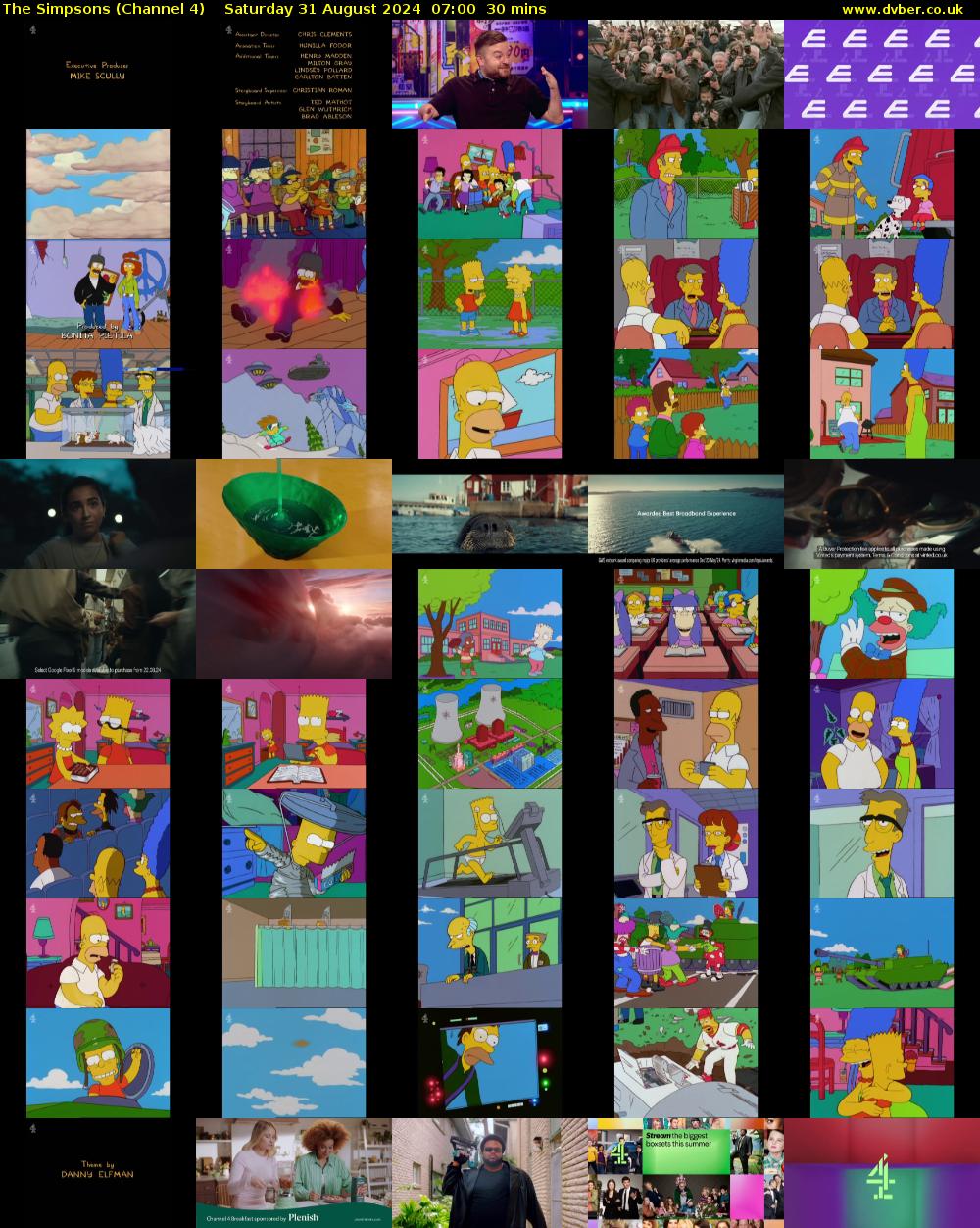 The Simpsons (Channel 4) Saturday 31 August 2024 07:00 - 07:30