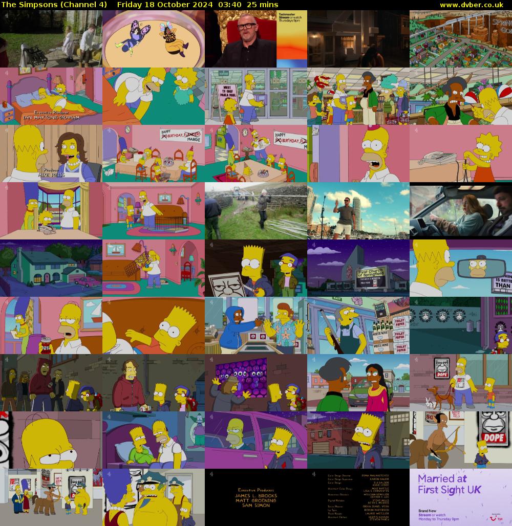 The Simpsons (Channel 4) Friday 18 October 2024 03:40 - 04:05