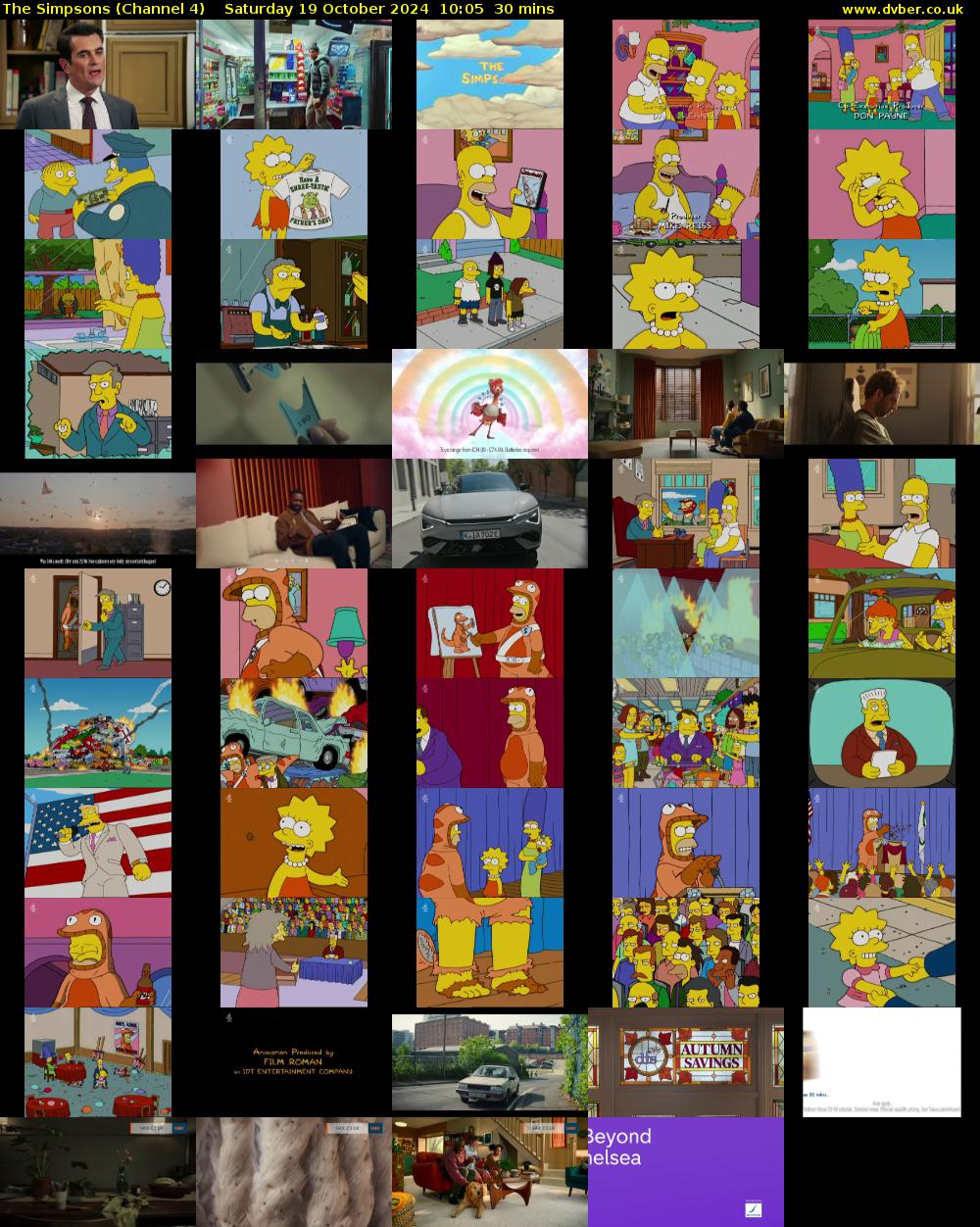 The Simpsons (Channel 4) Saturday 19 October 2024 10:05 - 10:35