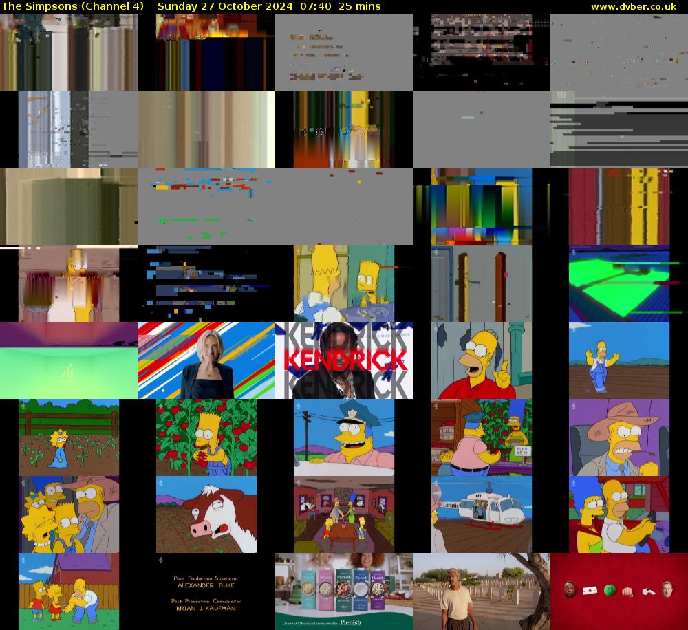 The Simpsons (Channel 4) Sunday 27 October 2024 07:40 - 08:05