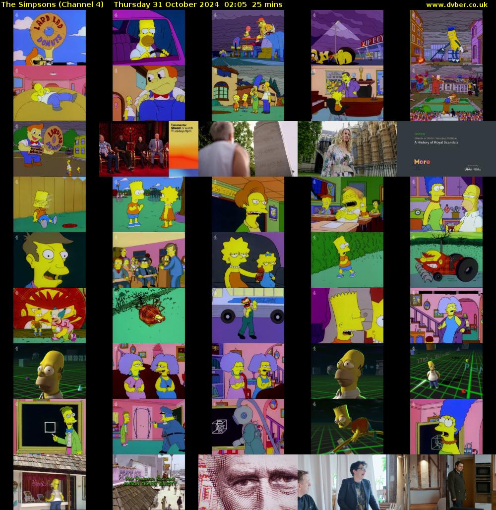 The Simpsons (Channel 4) Thursday 31 October 2024 02:05 - 02:30