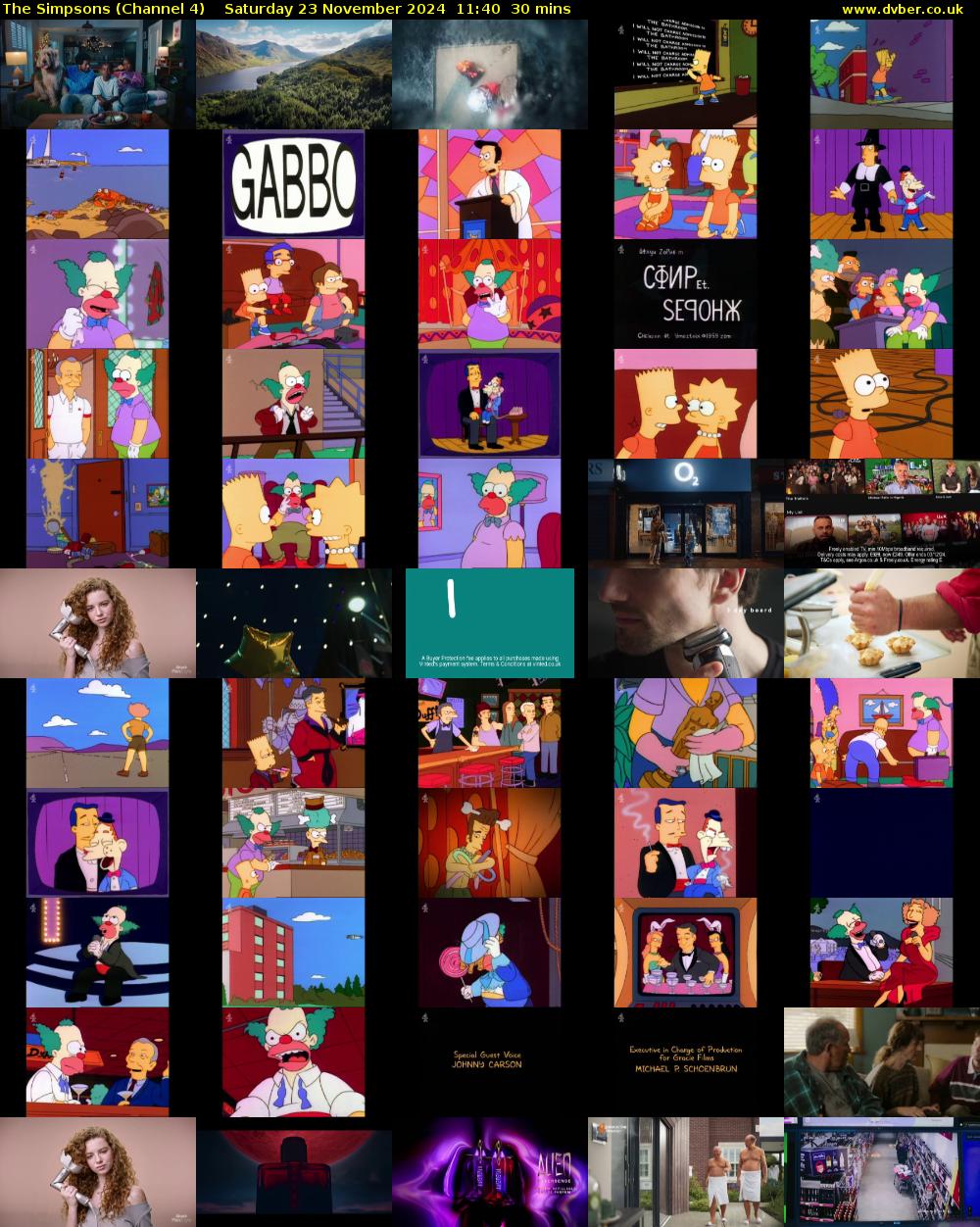 The Simpsons (Channel 4) Saturday 23 November 2024 11:40 - 12:10