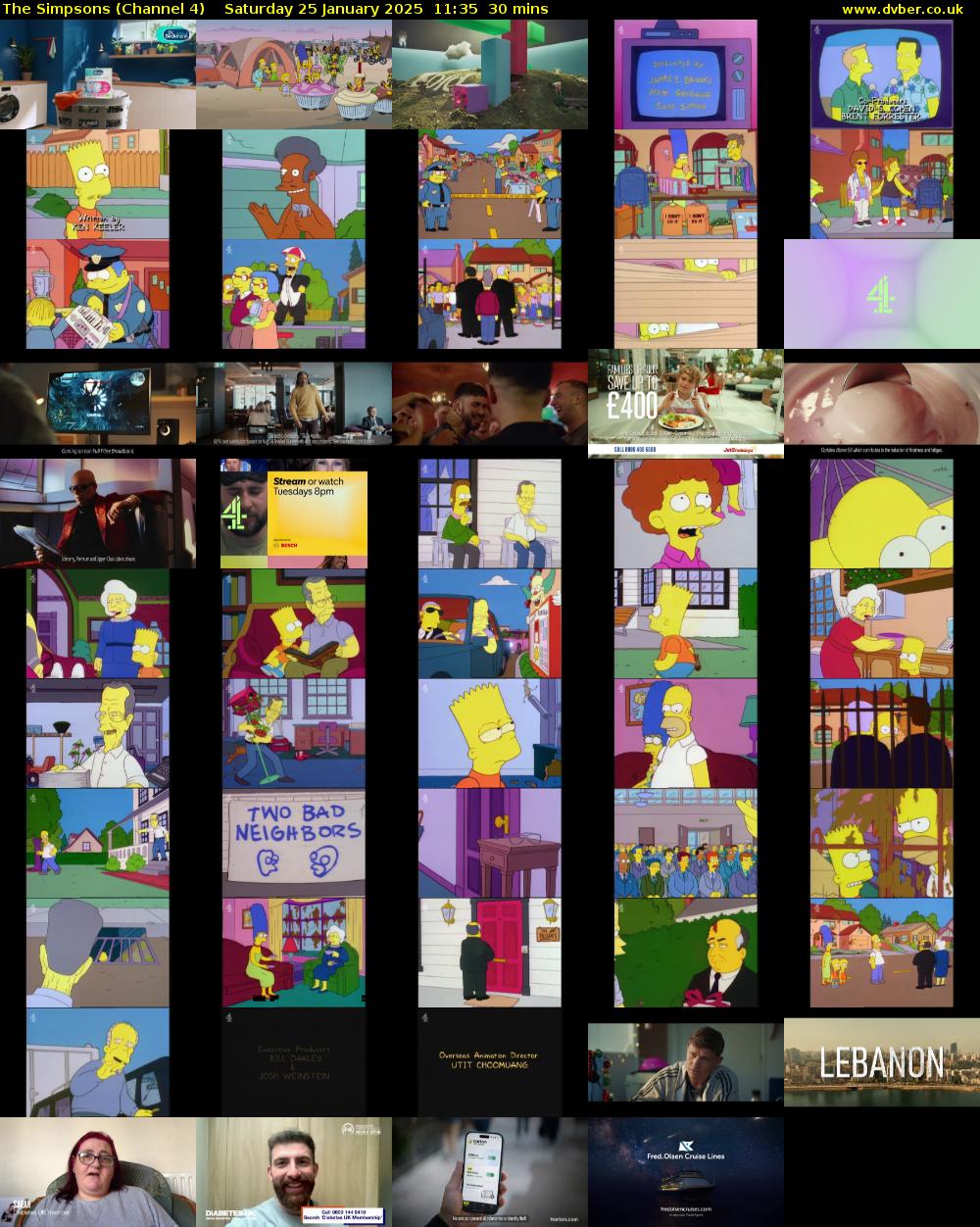 The Simpsons (Channel 4) Saturday 25 January 2025 11:35 - 12:05