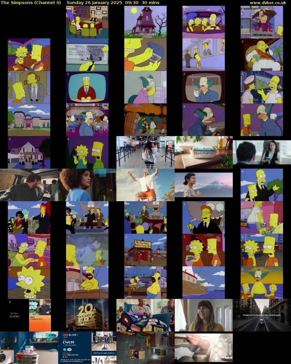 The Simpsons (Channel 4) Sunday 26 January 2025 09:30 - 10:00
