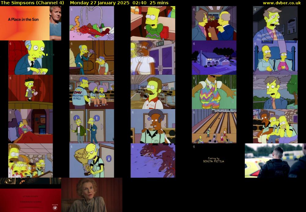 The Simpsons (Channel 4) Monday 27 January 2025 02:40 - 03:05