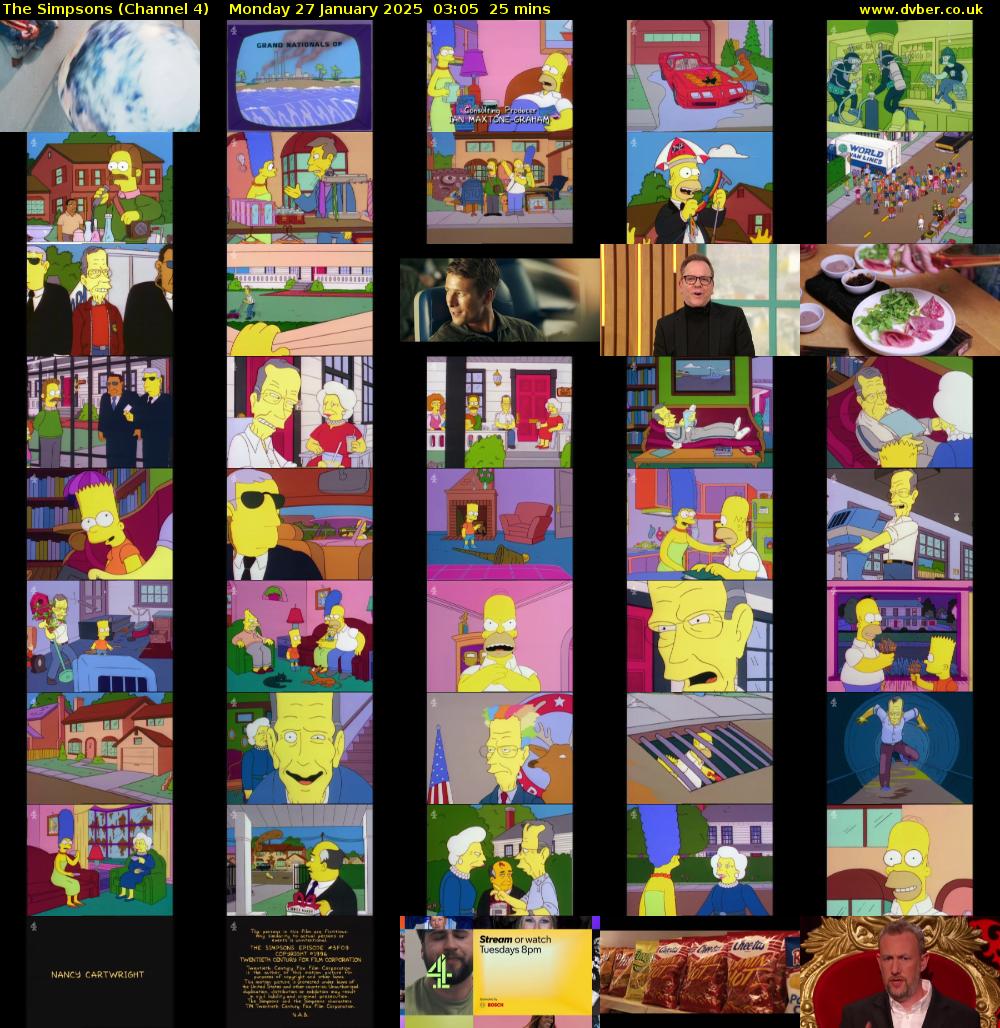 The Simpsons (Channel 4) Monday 27 January 2025 03:05 - 03:30