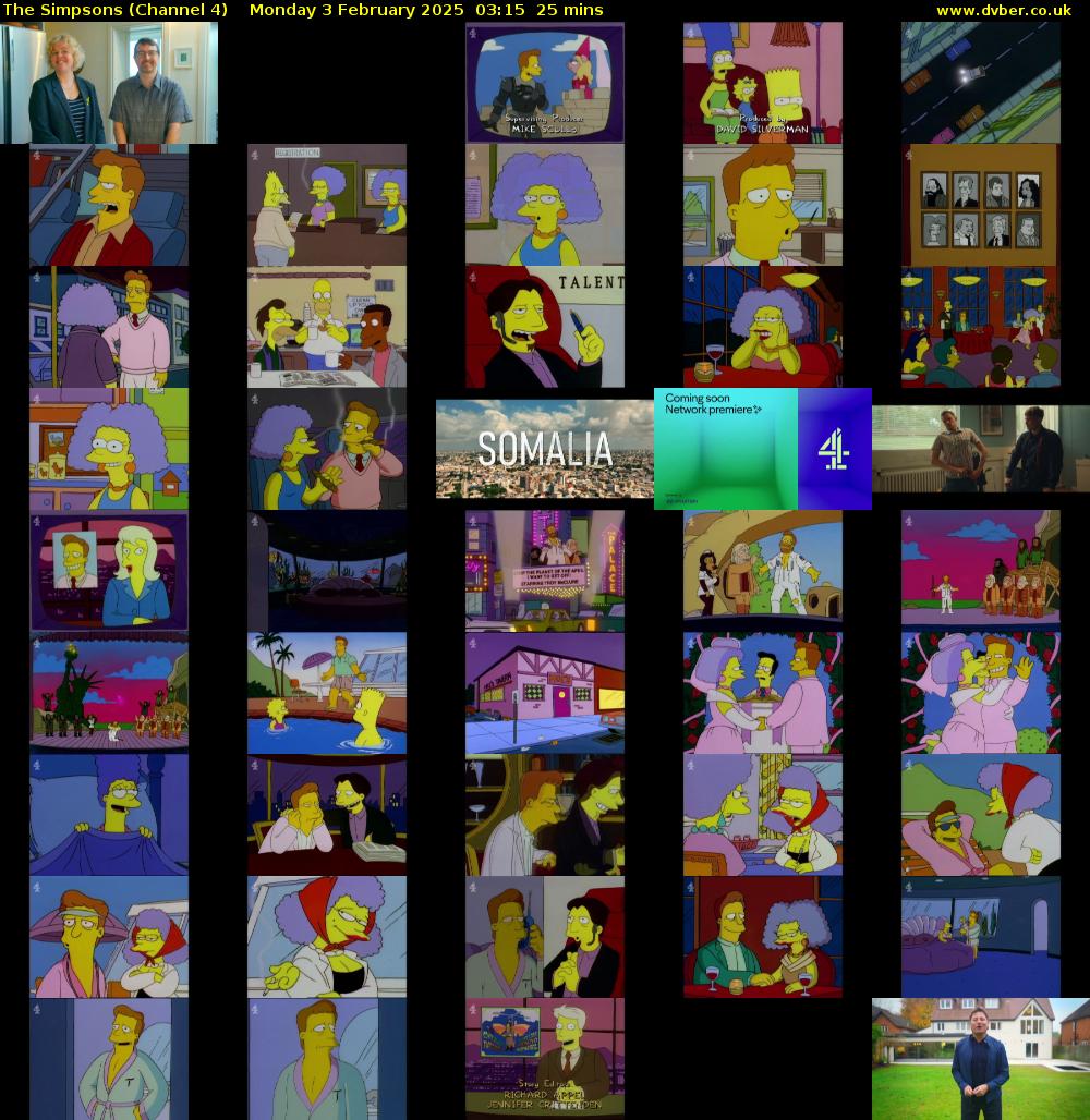 The Simpsons (Channel 4) Monday 3 February 2025 03:15 - 03:40