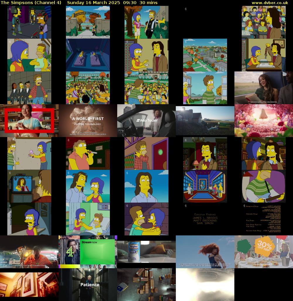The Simpsons (Channel 4) Sunday 16 March 2025 09:30 - 10:00