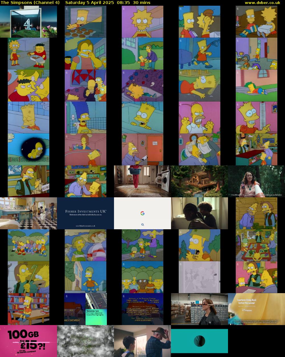 The Simpsons (Channel 4) Saturday 5 April 2025 08:35 - 09:05