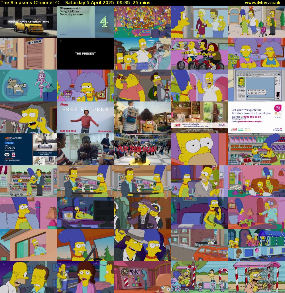 The Simpsons (Channel 4) Saturday 5 April 2025 09:35 - 10:00