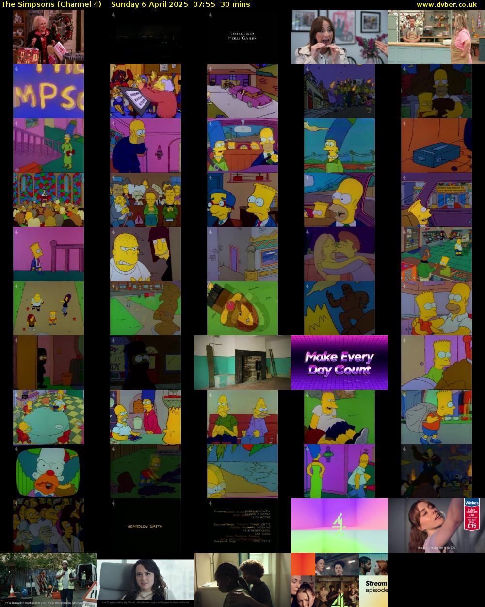 The Simpsons (Channel 4) Sunday 6 April 2025 07:55 - 08:25