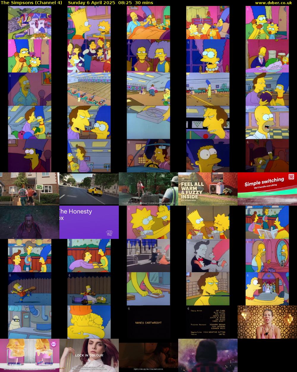 The Simpsons (Channel 4) Sunday 6 April 2025 08:25 - 08:55