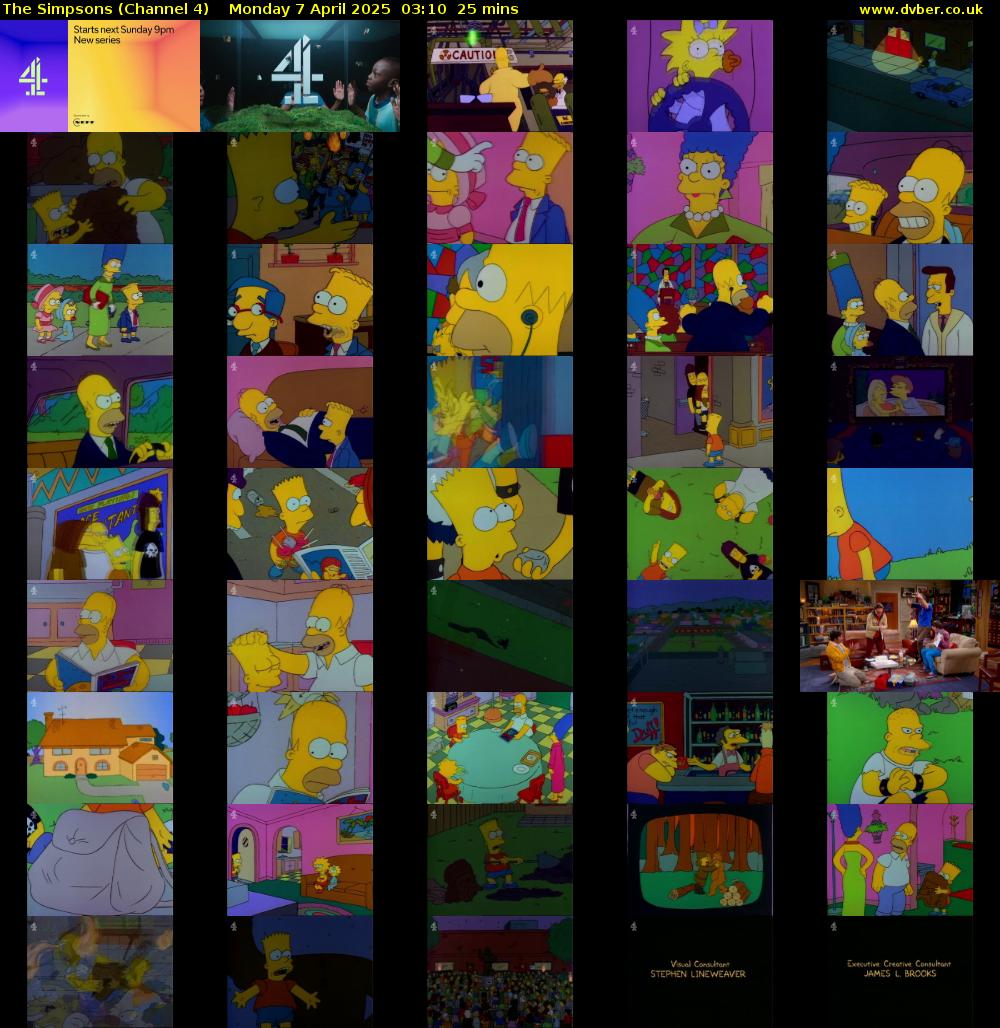 The Simpsons (Channel 4) Monday 7 April 2025 03:10 - 03:35